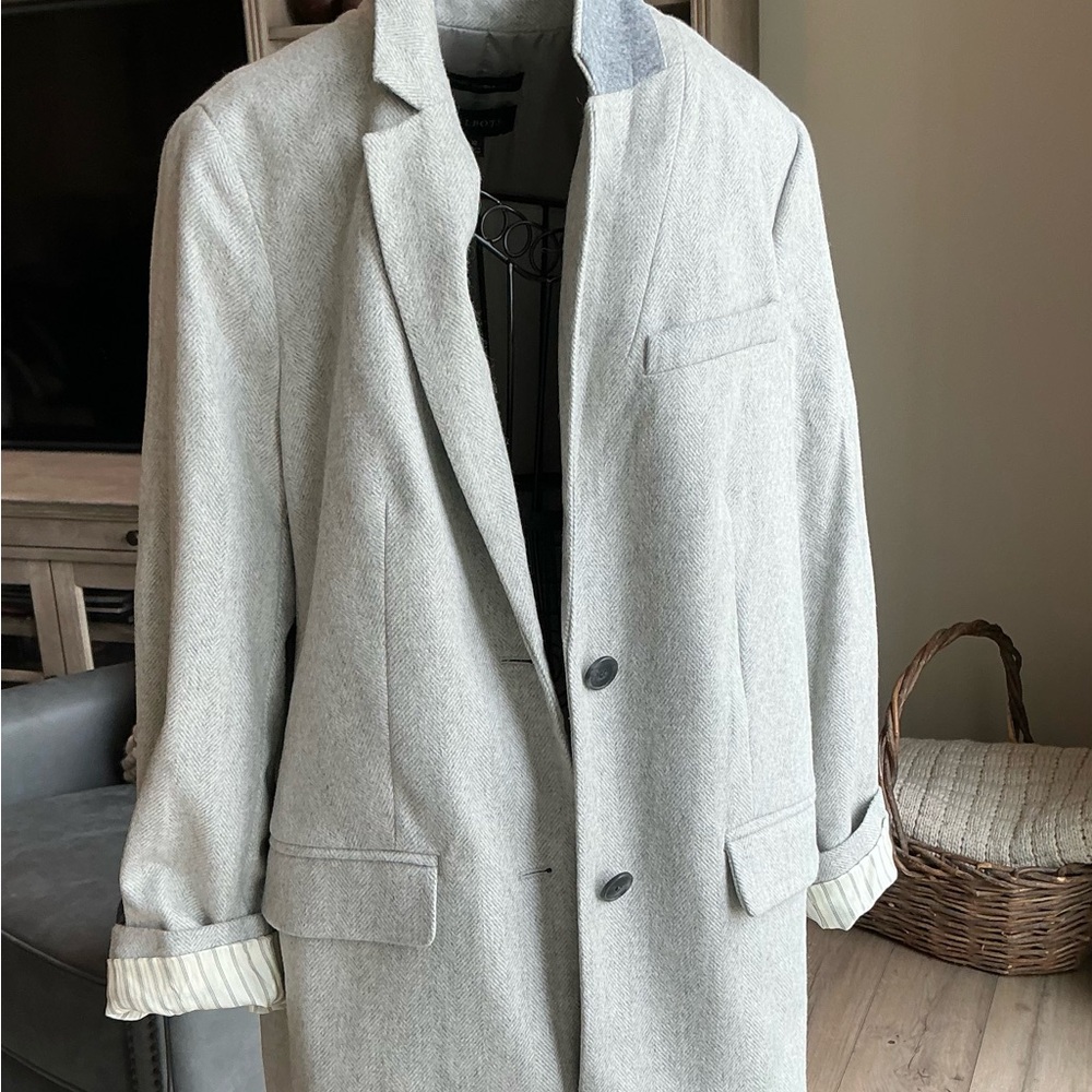 Talbots Gray Herringbone Wool Blazer, Size 10